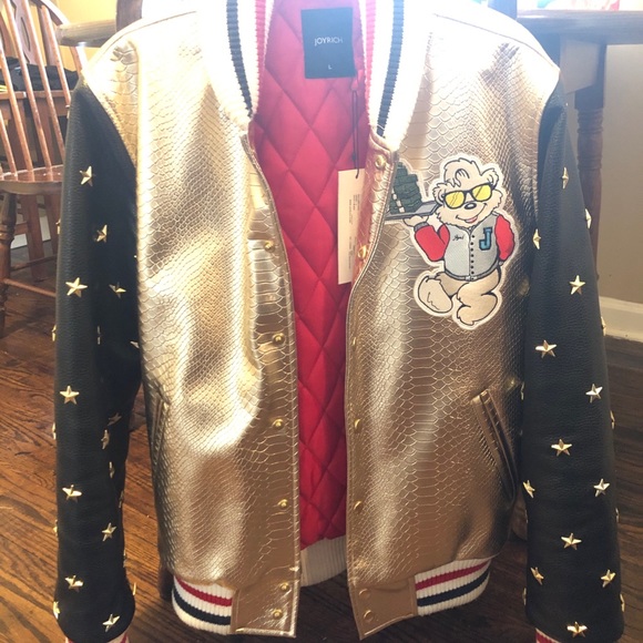 JOYRICH Gold/Black Leather Jacket
